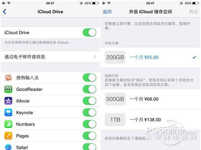 iCloud存储空间升级费用